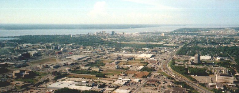 Downtown Anchorage and the Cook Inlet.